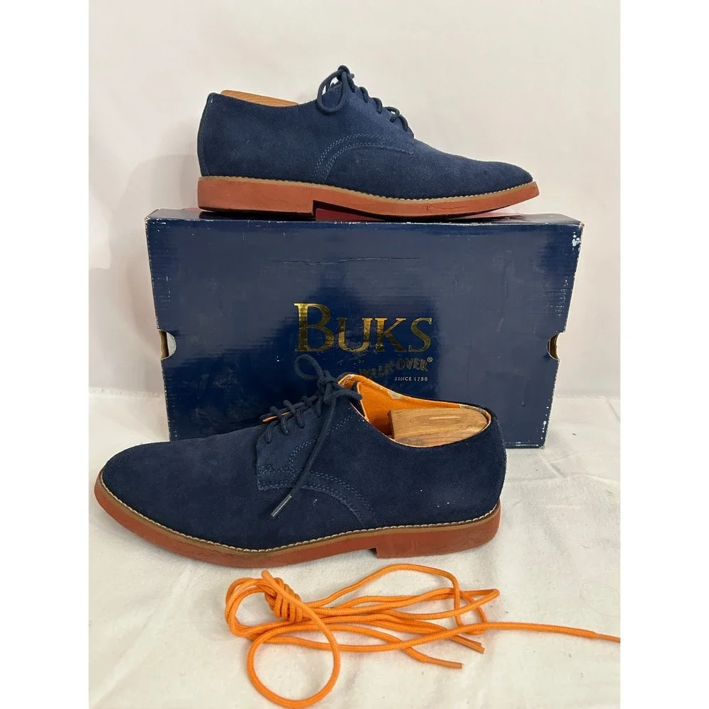 BUKS By Walk-Over Declan Derby Mens Size 9.5 Navy Blue Suede Lace‎ Up B00336